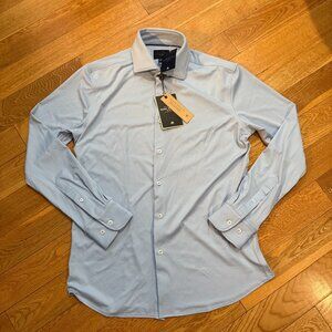 Marc Asher Blue Button Front Stretch Long Sleeve Dress Shirt NWT Medium
